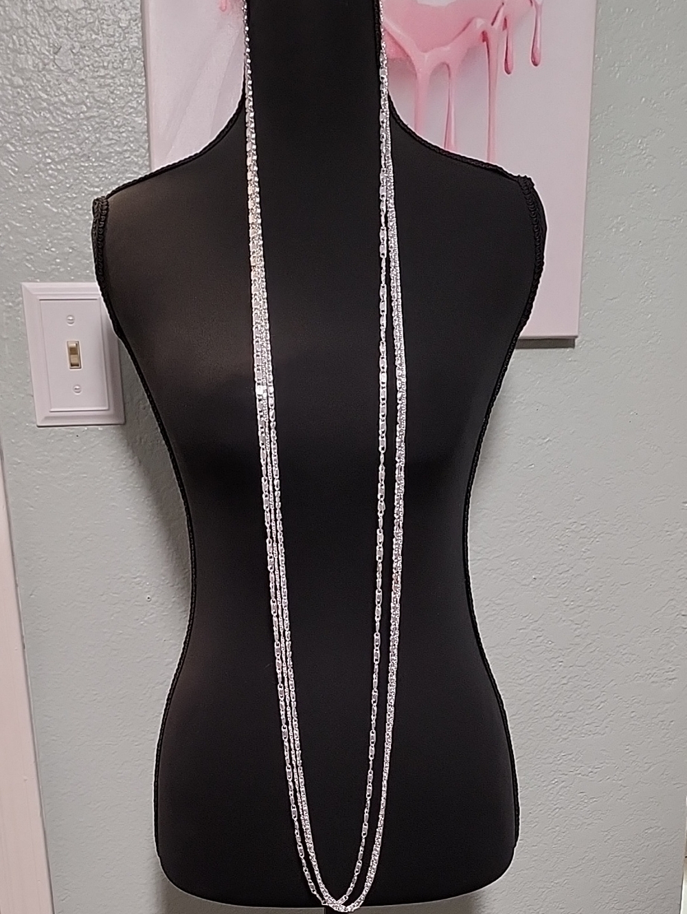 Elegant Long Silver Chain Necklace - Layered Style